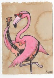 A flamingo playing the guitar funny meme