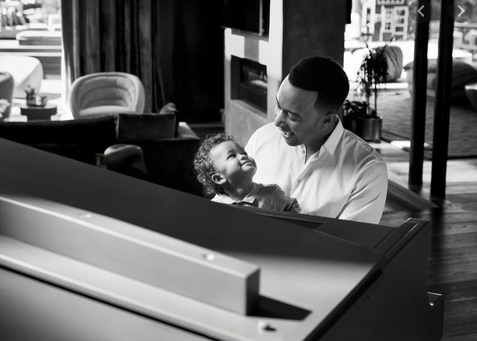 John Legend Playing Piano with his Child